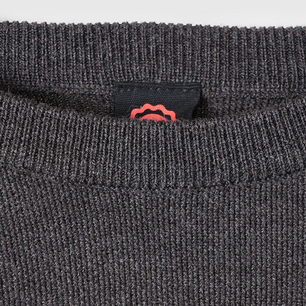 Homme Pull col rond Cinder Mérinos point de riz (Chocolate)