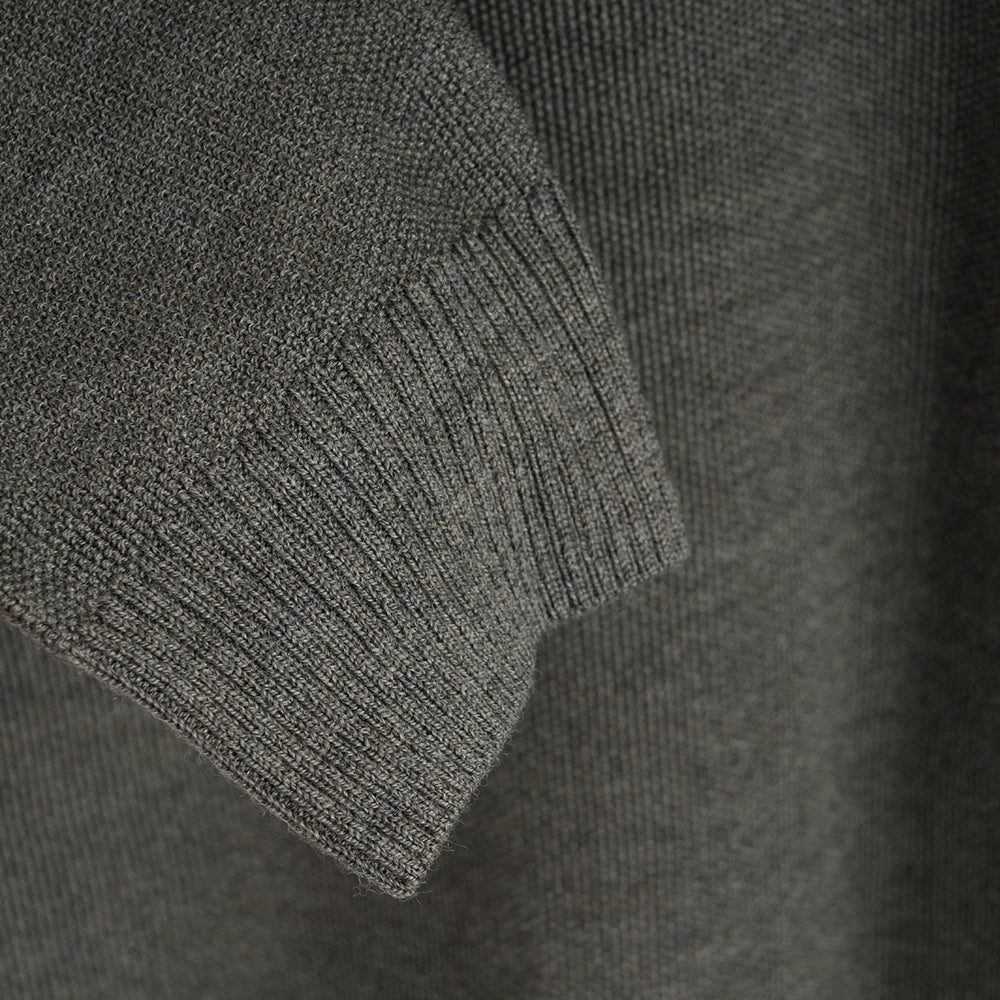 Homme Pull col rond Cinder Mérinos point de riz (Dark Olive)