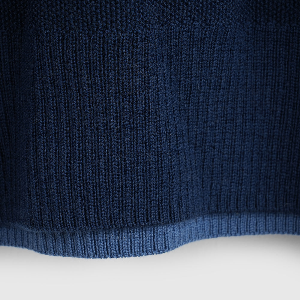 Homme Pull col rond Cinder Mérinos point de riz (Navy)