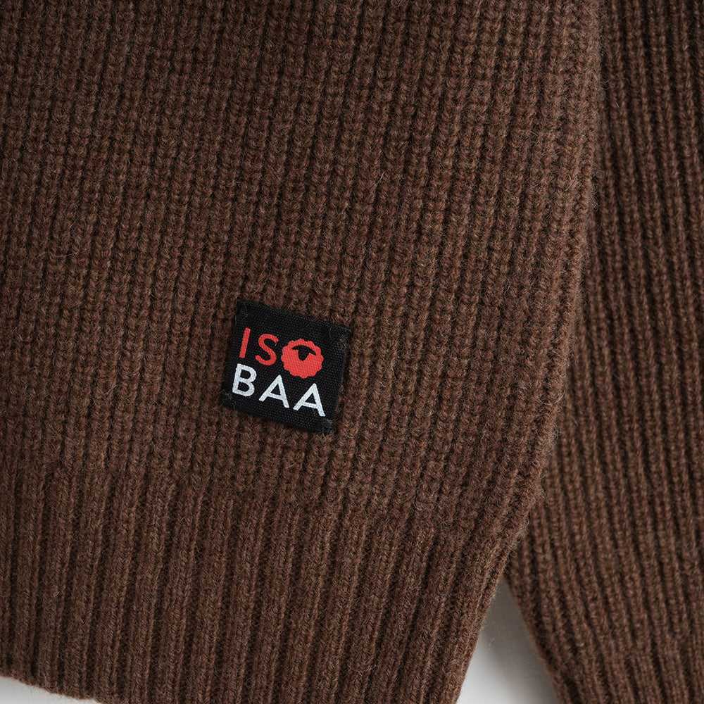 Pull col rond en mérinos Mens Herdwick (Brown)