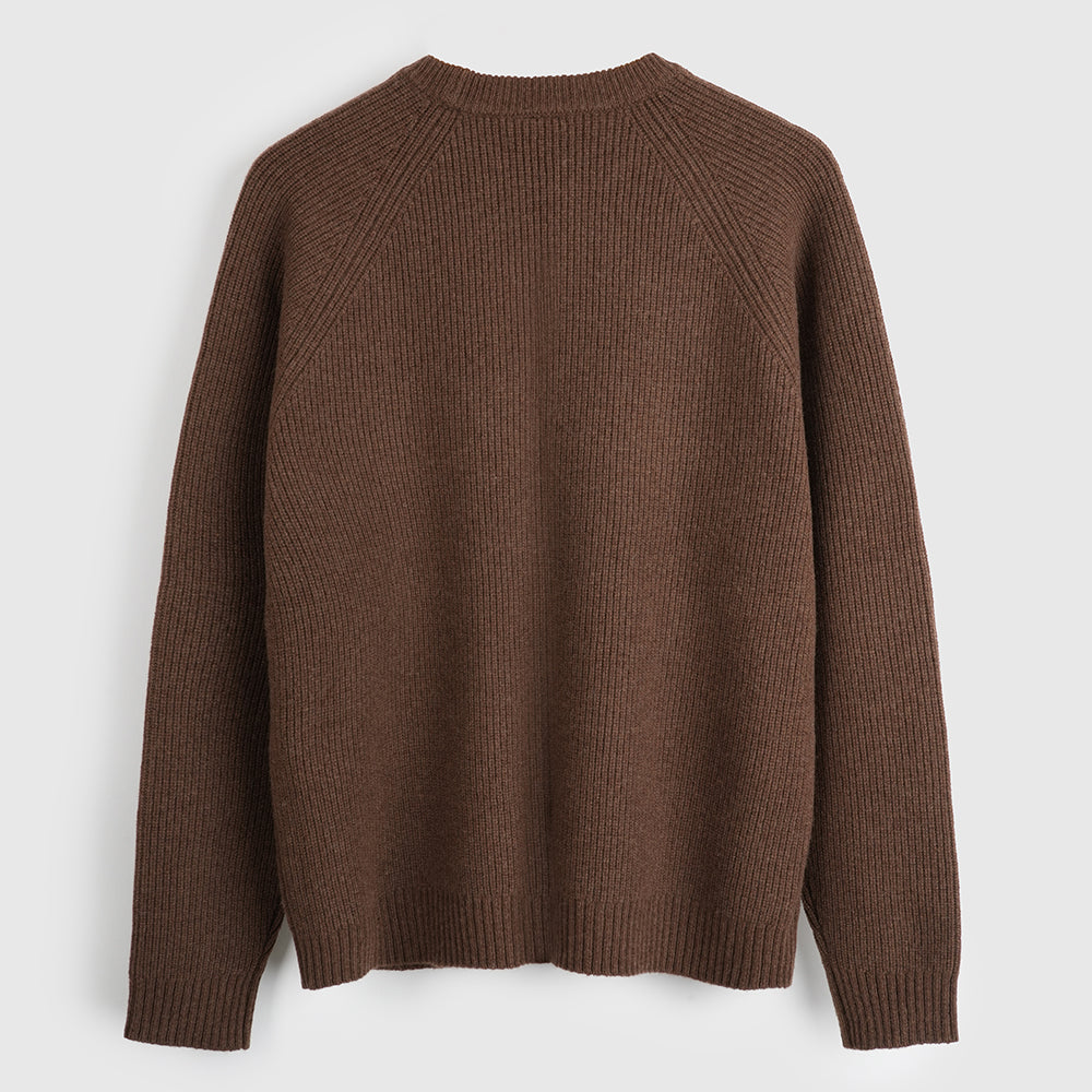 Pull col rond en mérinos Mens Herdwick (Brown)