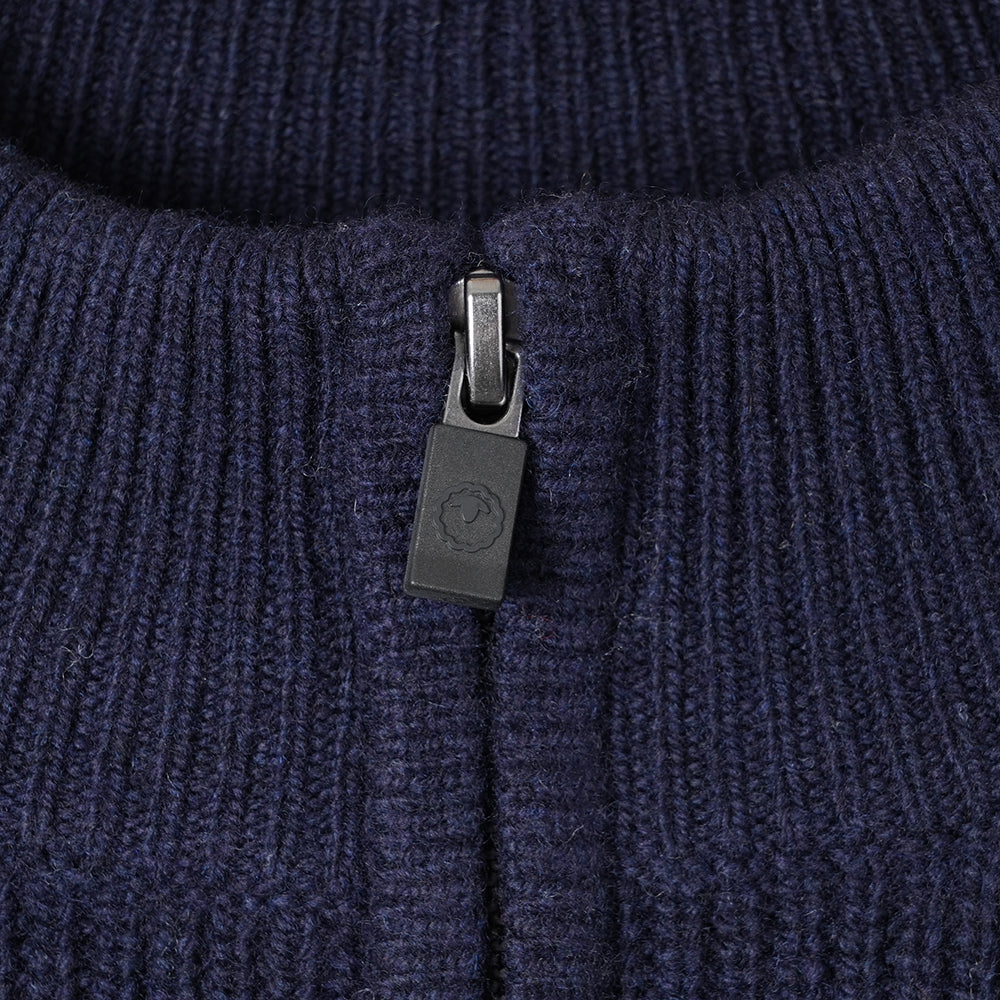 Pull col demi-zip en mérinos Mens Herdwick (Navy)