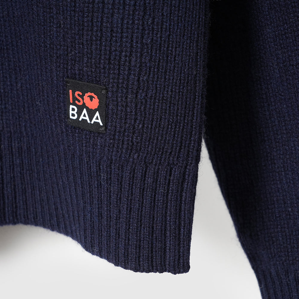 Pull col demi-zip en mérinos Mens Herdwick (Navy)