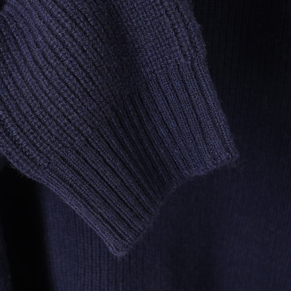 Pull col demi-zip en mérinos Mens Herdwick (Navy)