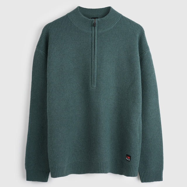 Mens Herdwick Merino Half Zip Sweater (Sea Green)