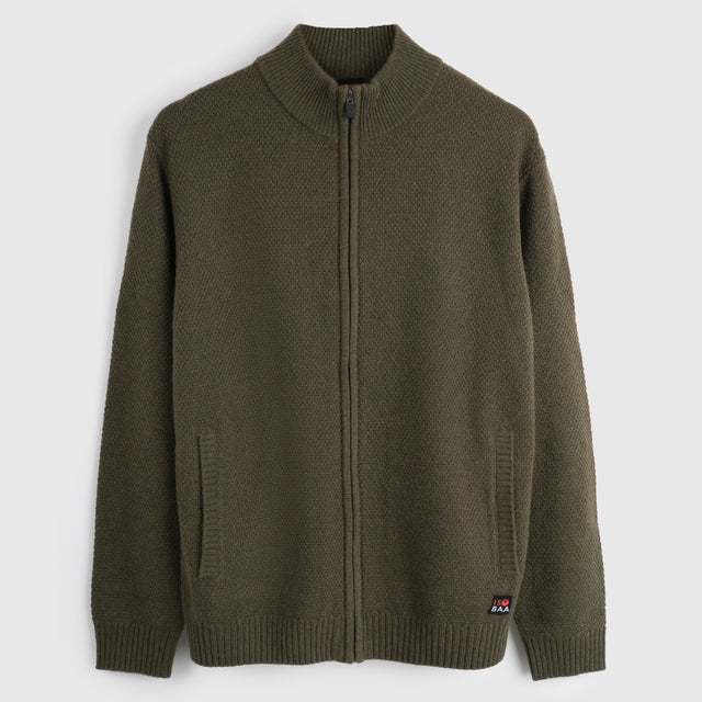 Pull zippé en mérinos Mens Oaken (Dark Olive)
