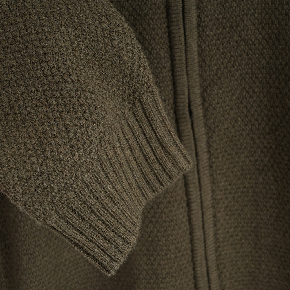 Pull zippé en mérinos Mens Oaken (Dark Olive)