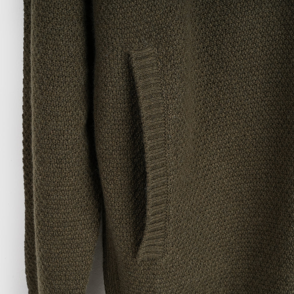 Pull zippé en mérinos Mens Oaken (Dark Olive)