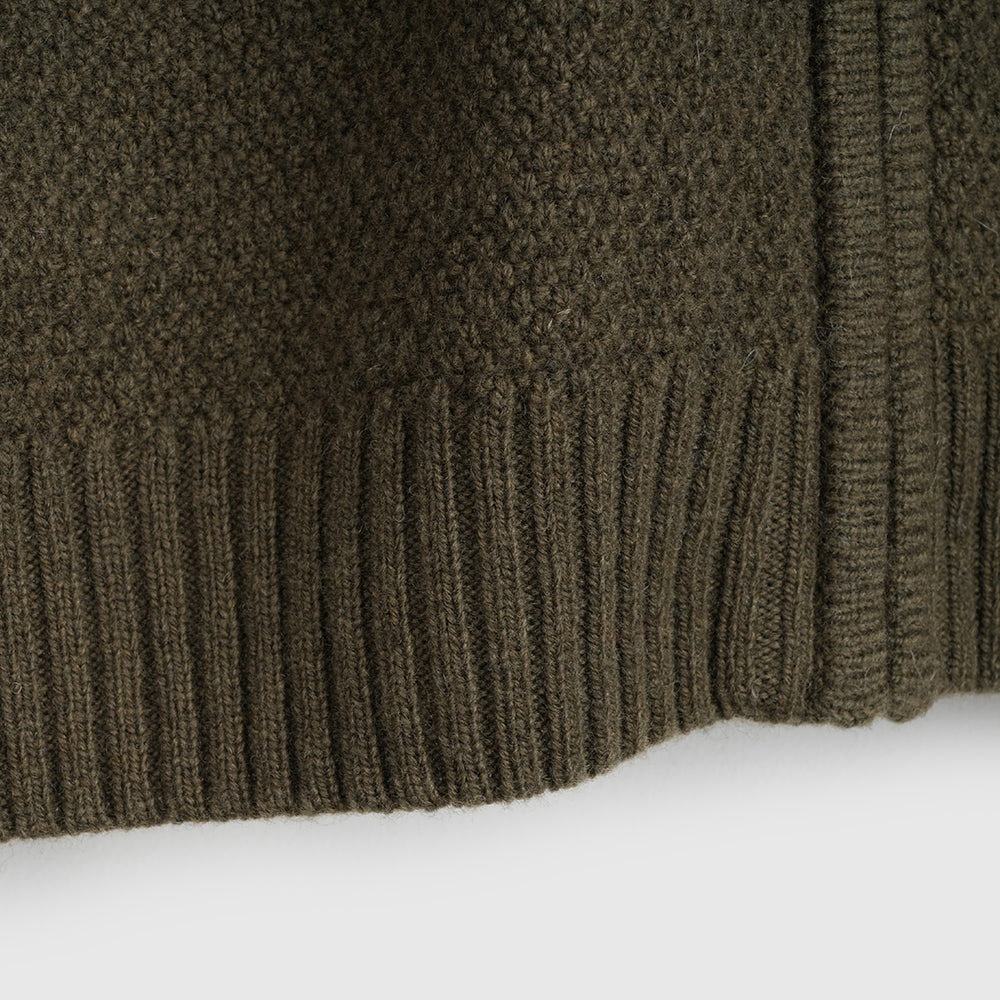 Pull zippé en mérinos Mens Oaken (Dark Olive)