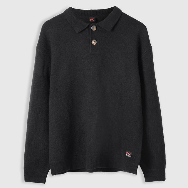 Homme Pull polo en mérinos Solace (Black)