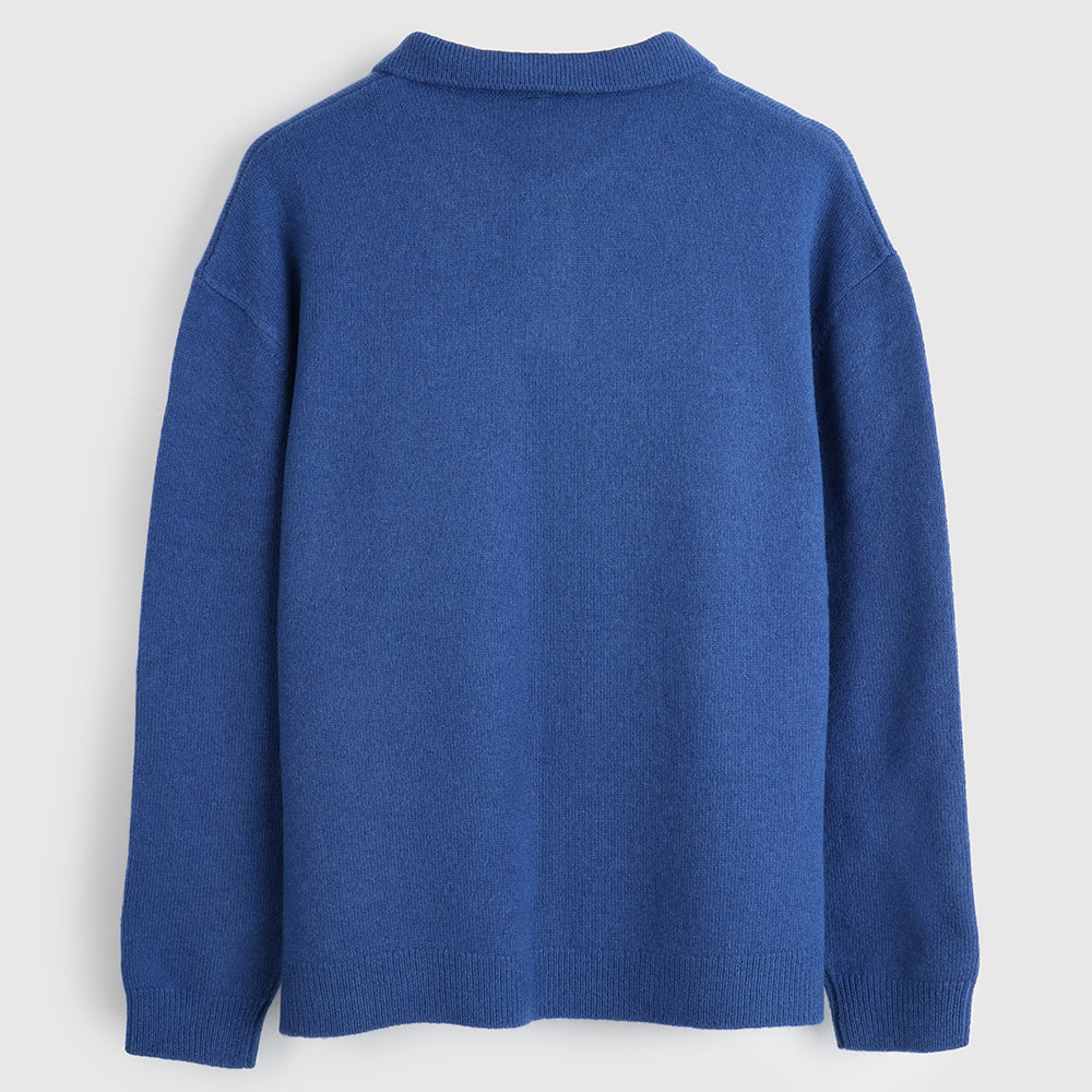 Homme Pull polo en mérinos Solace (Denim)