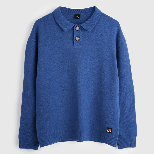 Homme Pull polo en mérinos Solace (Denim)