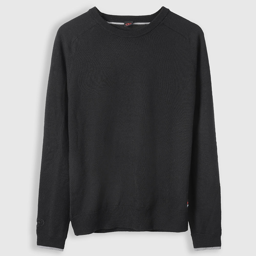 Homme Pull col rond en mérinos Woolsey (Black/Charcoal)