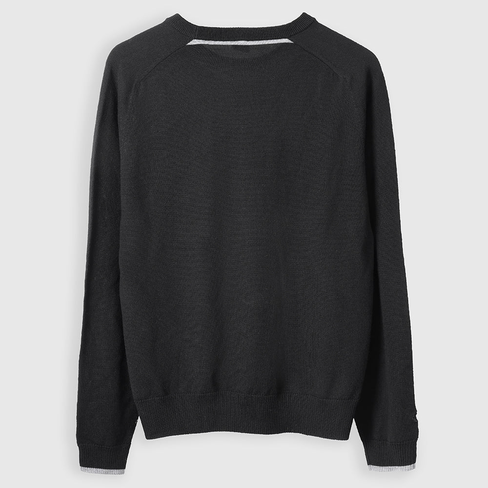 Homme Pull col rond en mérinos Woolsey (Black/Charcoal)