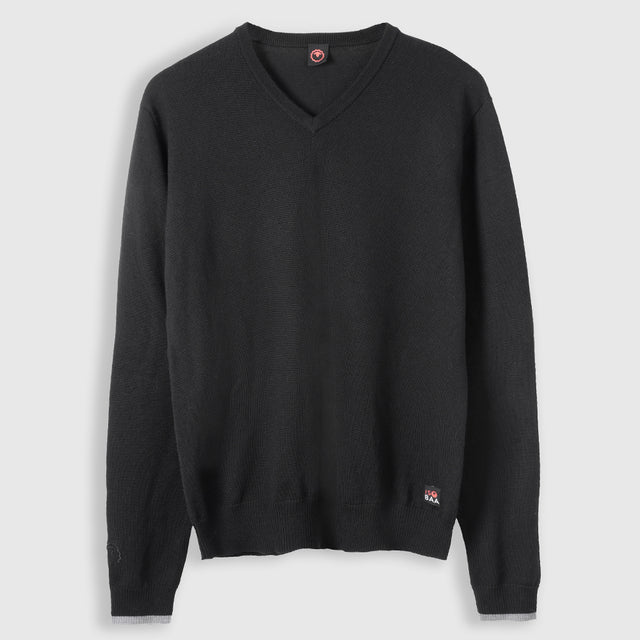 Homme Pull col V en mérinos Woolsey (Black)