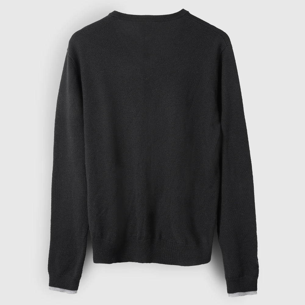 Homme Pull col V en mérinos Woolsey (Black)