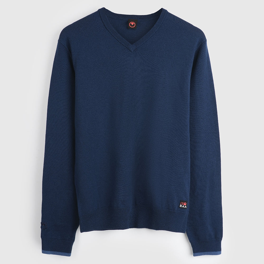 Mens Woolsey Merino V-Neck Sweater (Navy)