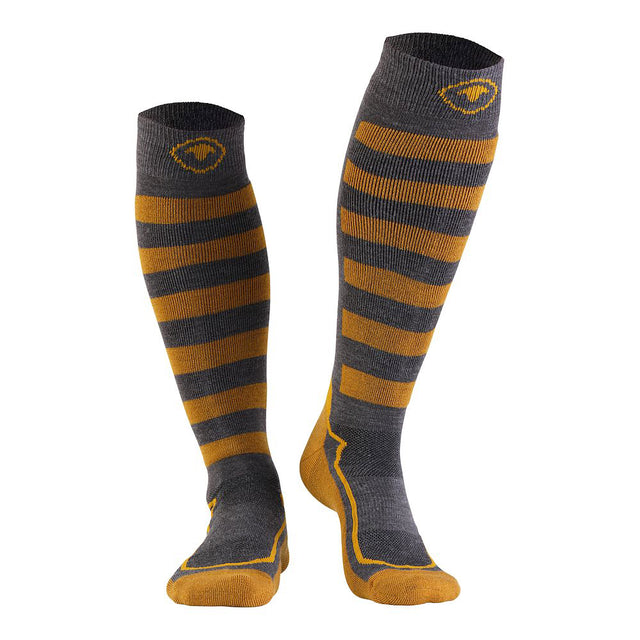 Merino Blend Ski Socks (Smoke Melange/Mustard)