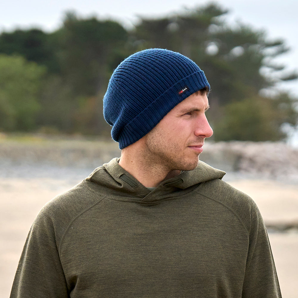 Merino Fisherman Beanie (Navy)