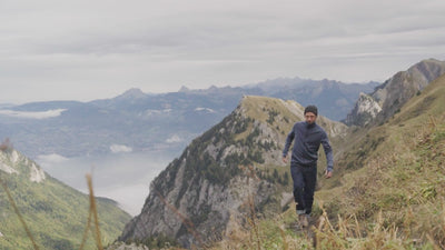 Isobaa | Mens 320 Merino Full Zip (Denim/Navy) | Step into a new level of comfort and versatility with our 320 Merino Full Zip Jacket | align: 90% 55% | Model: Baudoin