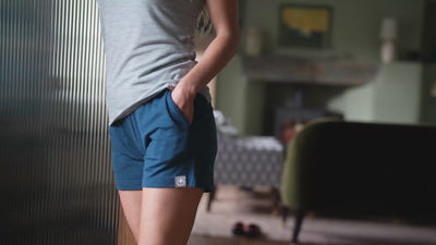 Isobaa | Womens Merino Blend 200 PJ Shorts (Petrol) | Discover breathable comfort with our Merino blend shorts. | align: 20% 50% | Model: Amy