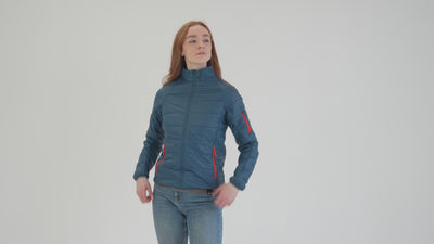 Womens Packable Insulated Jacket (Petrol/Orange) | align: 45% 50% | Model: Sophie