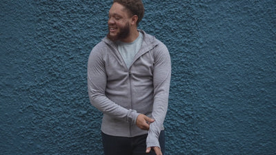 Isobaa | Mens IsoSoft 240 Hoodie (Grey) | For chilly trailheads, post-workout cool-downs, and cosy weekends. | Model: Shaquille