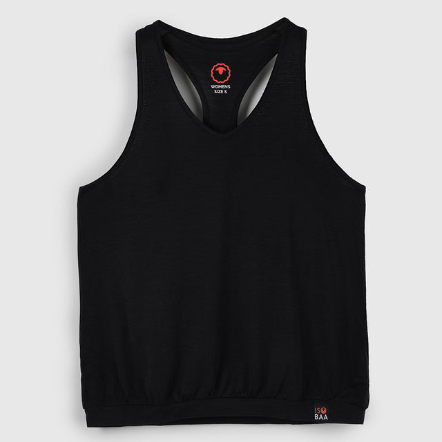 Womens Merino Blend 125 Ultrafine Racer Vest (Black)
