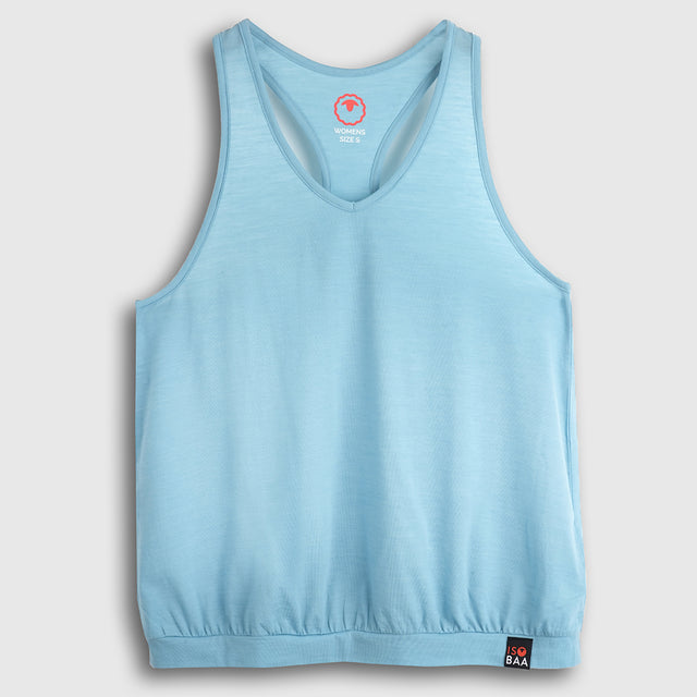 Womens Merino Blend 125 Ultrafine Racer Vest (Lagoon)