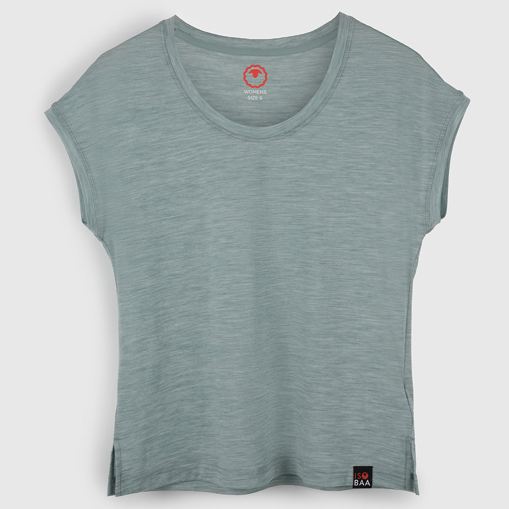 Womens Merino Blend 125 Ultrafine SS Scoop Top (Agave)