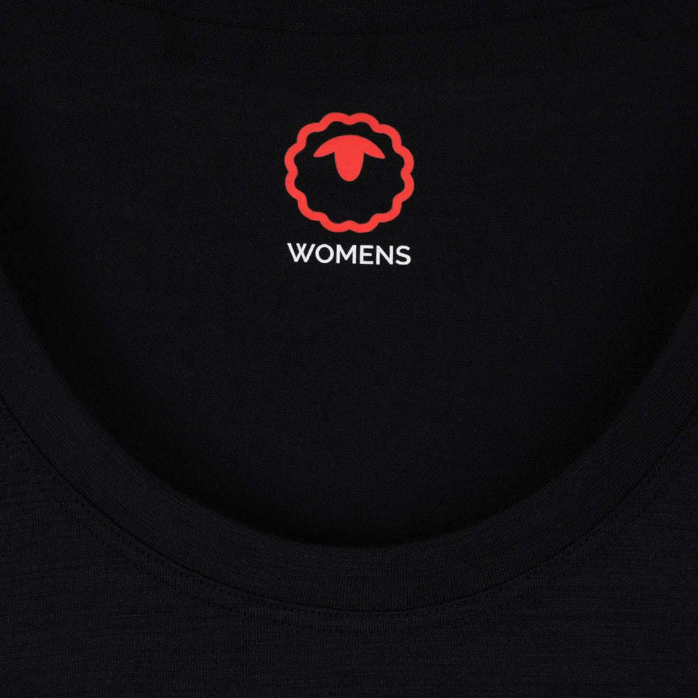 Womens Merino Blend 125 Ultrafine SS Scoop Top (Black)