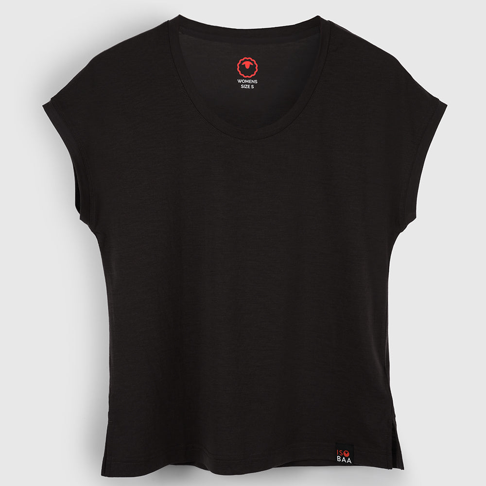 Womens Merino Blend 125 Ultrafine SS Scoop Top (Brown Stone)