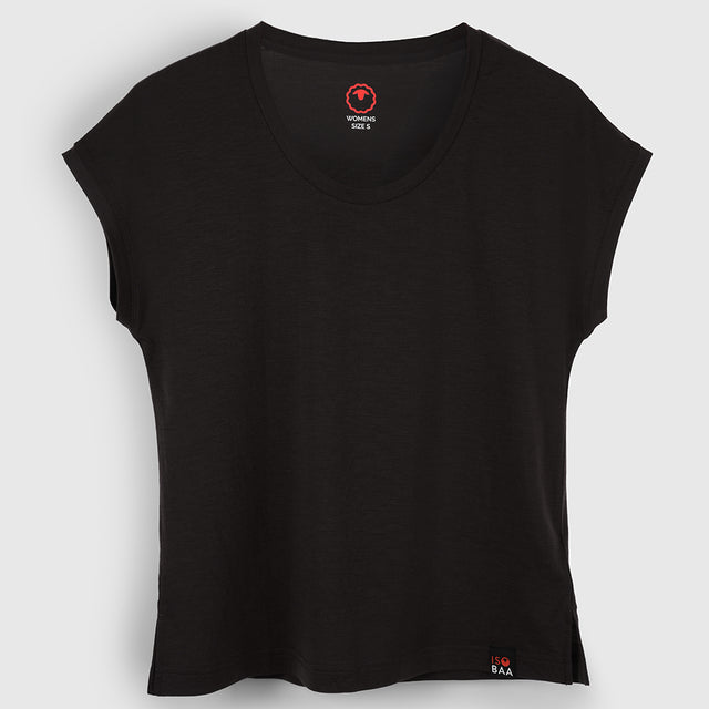 Womens Merino Blend 125 Ultrafine SS Scoop Top (Brown Stone)