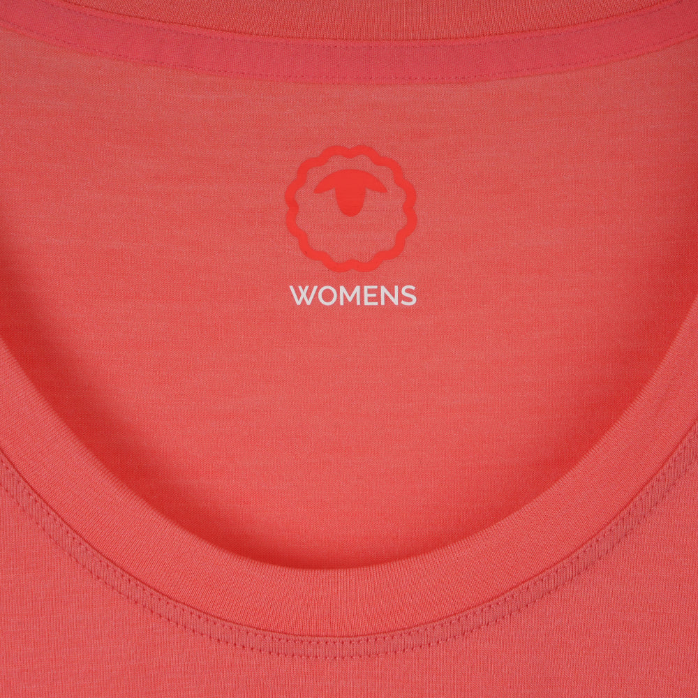Womens Merino Blend 125 Ultrafine SS Scoop Top (Coral)