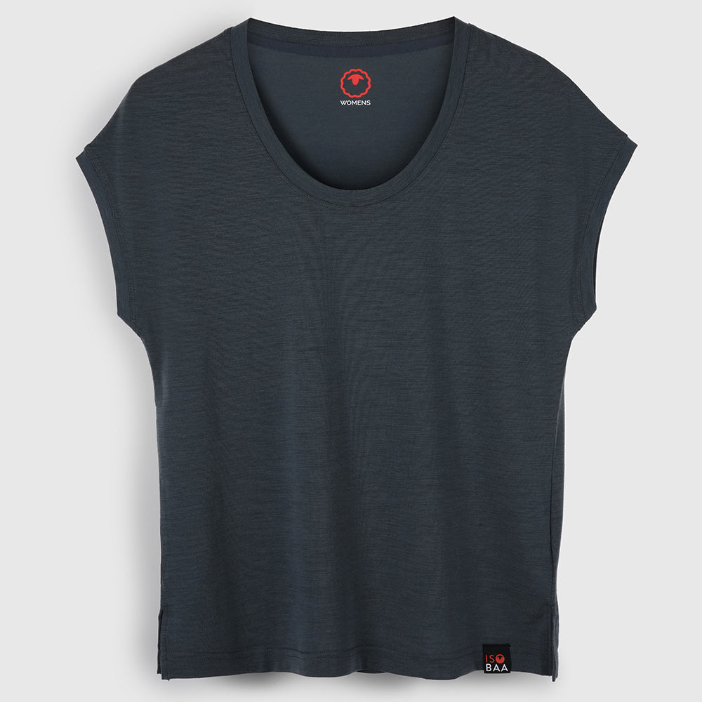 Womens Merino Blend 125 Ultrafine SS Scoop Top (Turbulence)