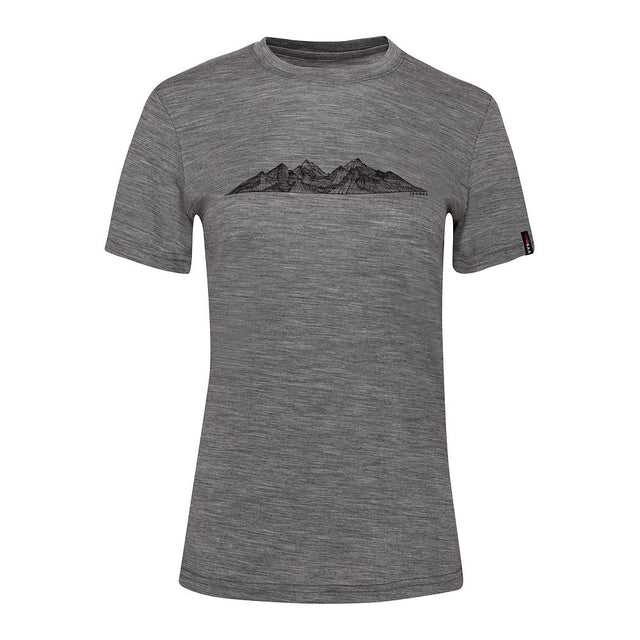 Isobaa Womens Merino 150 Peaks T-Shirt (Charcoal Melange/Black)