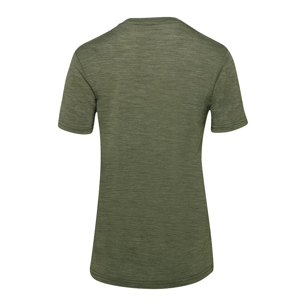 Isobaa Womens Merino 150 Peaks T-Shirt (Olive Melange/Navy)