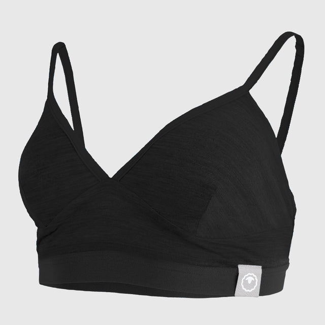 Womens Merino Blend 160 Bralette (Black Melange)