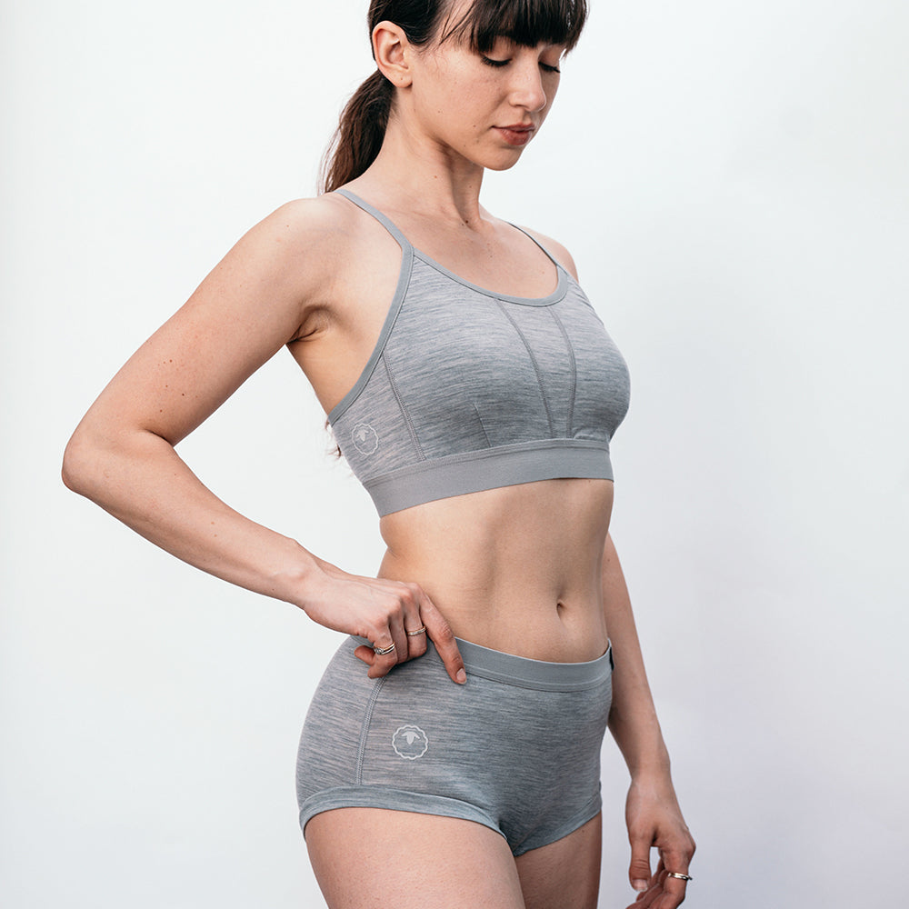 Womens Merino Blend 160 Hipster Knickers (Cloud Melange) | Model: SS25-1