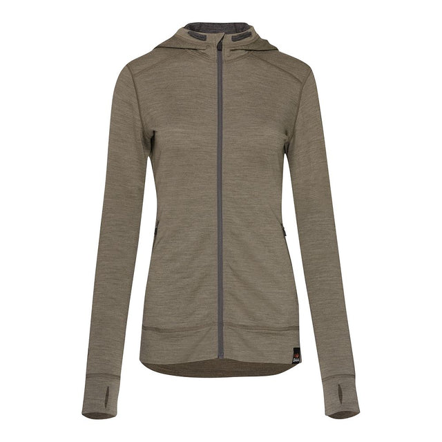Isobaa Womens Merino 260 Casual Hoodie (Truffle Melange/Smoke)