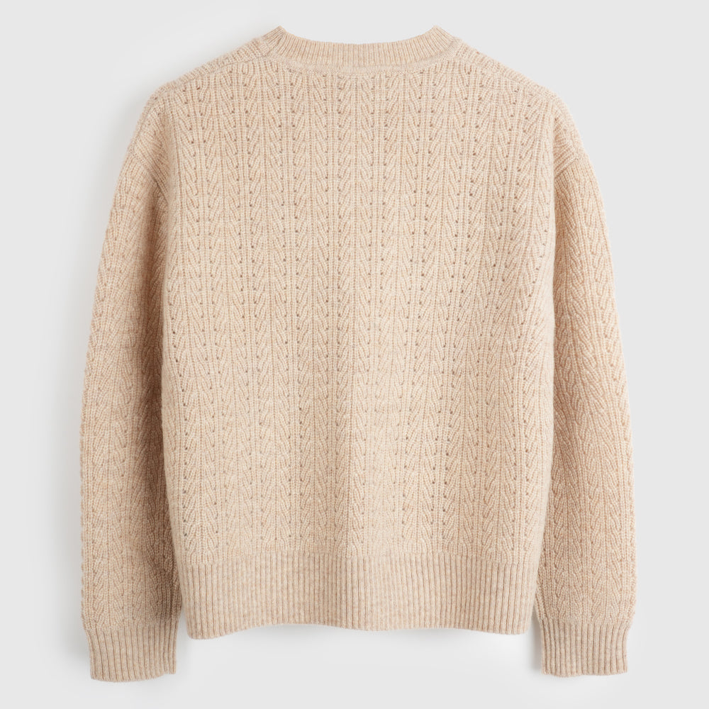 Femme Pull col rond en mérinos Clover (Oatmeal)