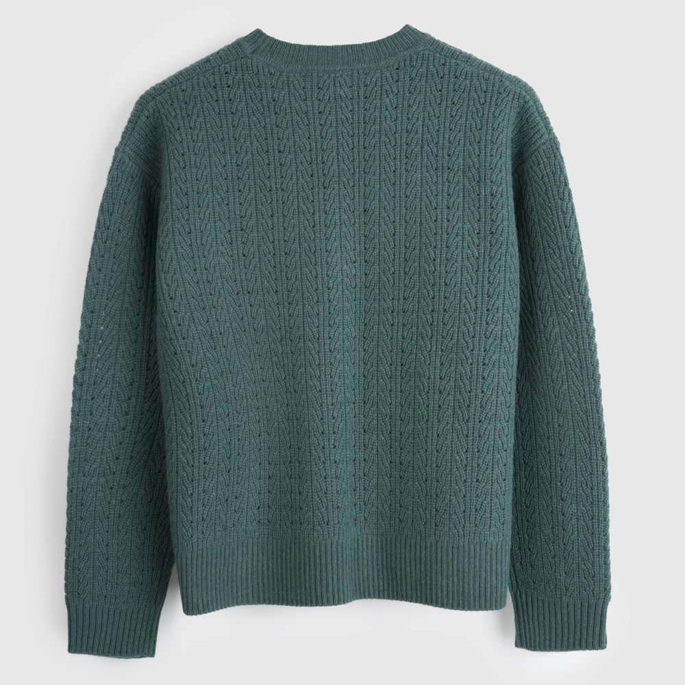 Damen Clover Merino Crew Sweater (Sea Green)