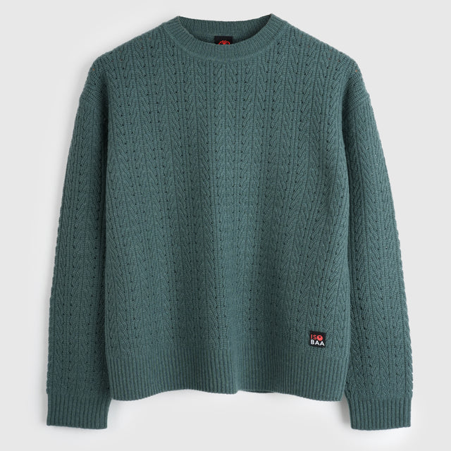 Damen Clover Merino Crew Sweater (Sea Green)