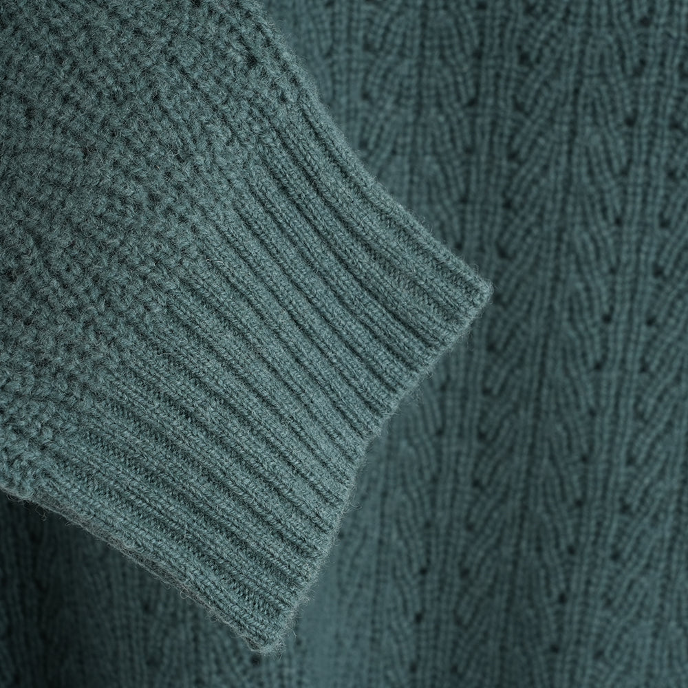 Damen Clover Merino Crew Sweater (Sea Green)