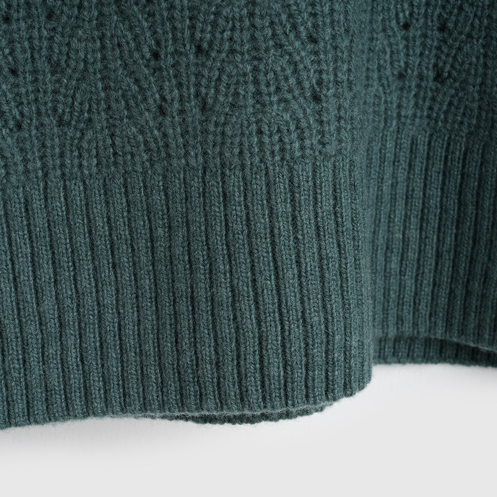 Damen Clover Merino Crew Sweater (Sea Green)