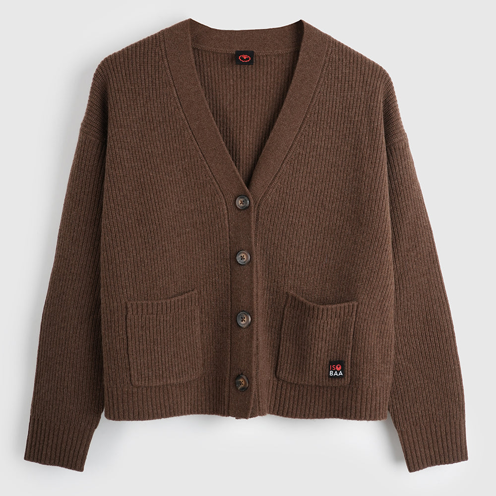 Womens Herdwick Merino Cardigan (Brown)