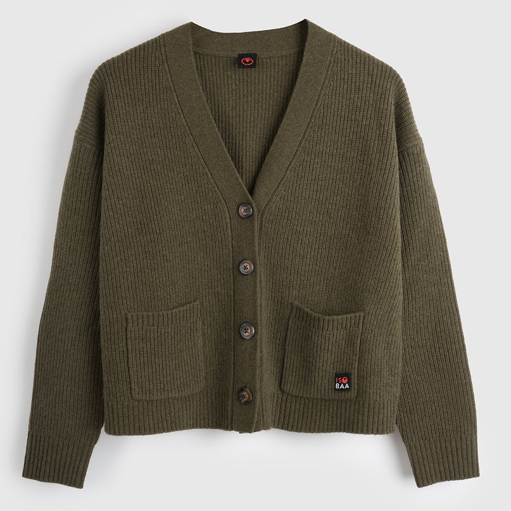 Femme Cardigan en mérinos Herdwick (Dark Olive)