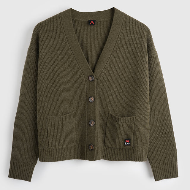Femme Cardigan en mérinos Herdwick (Dark Olive)