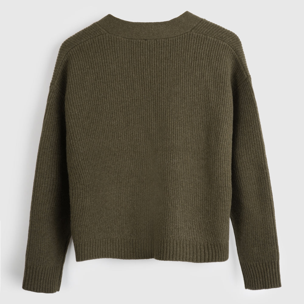 Femme Cardigan en mérinos Herdwick (Dark Olive)