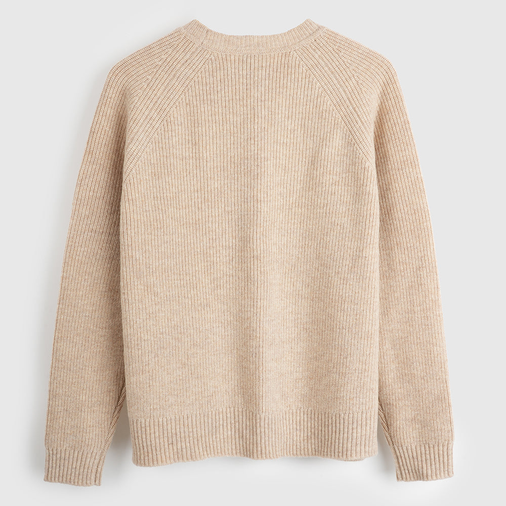 Femme Pull col rond en mérinos Herdwick (Oatmeal)